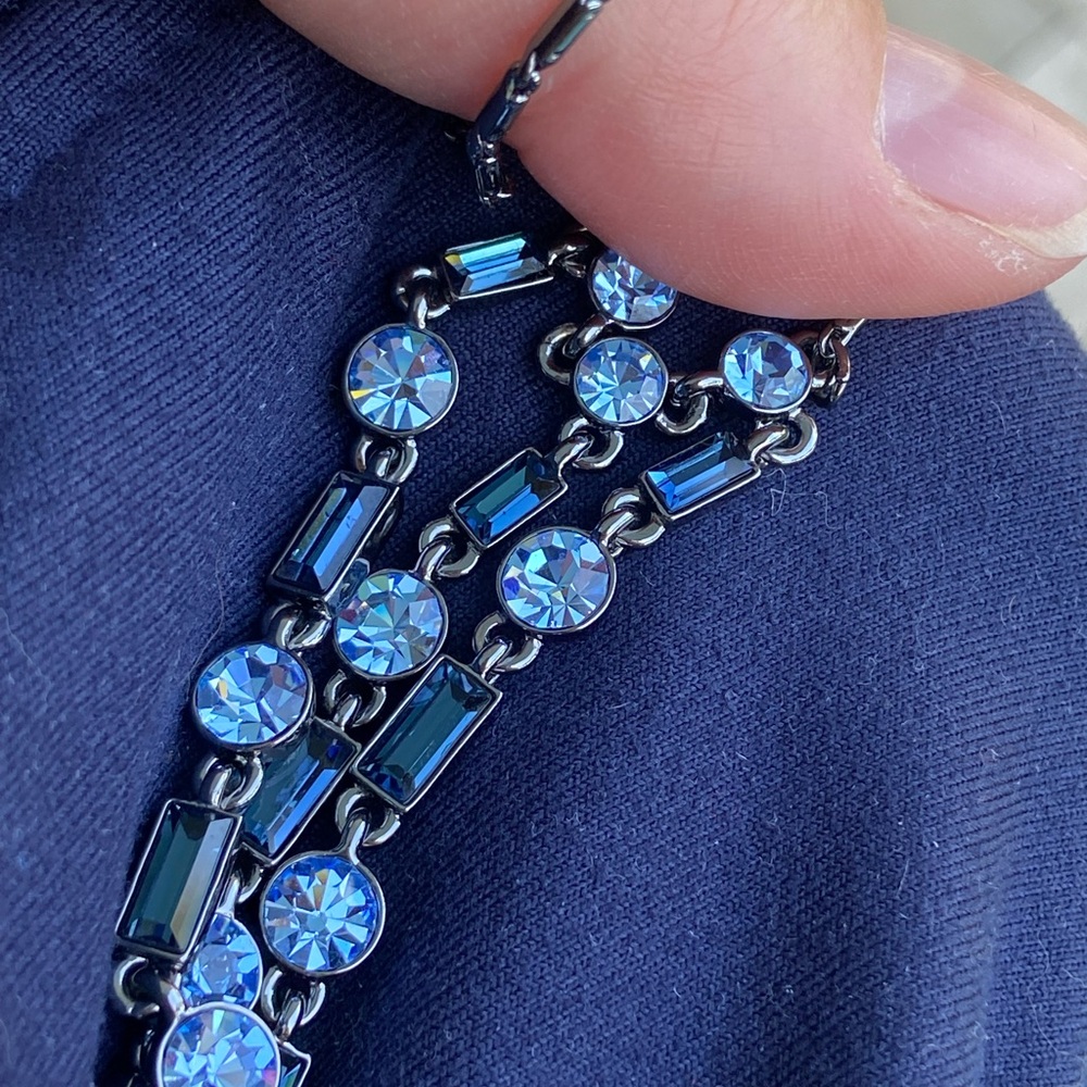 Givenchy gunmetal necklace with blue Swarovski, plus earrings - Picture 15 of 15